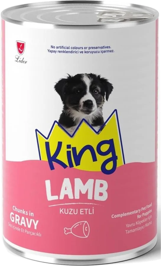 King Kuzu Etli Yavru Köpek Konservesi ambalajı