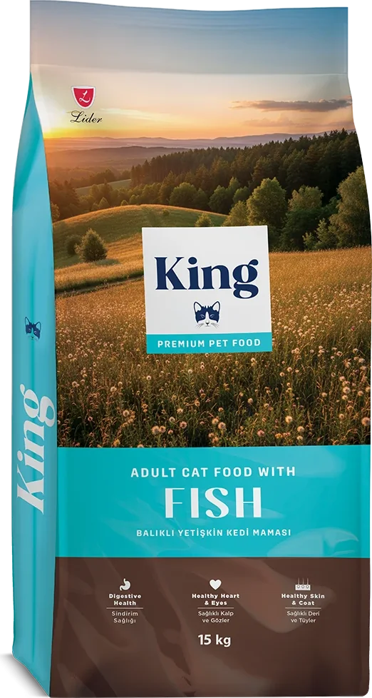 King Balıklı Yetişkin Kedi Maması ambalajı